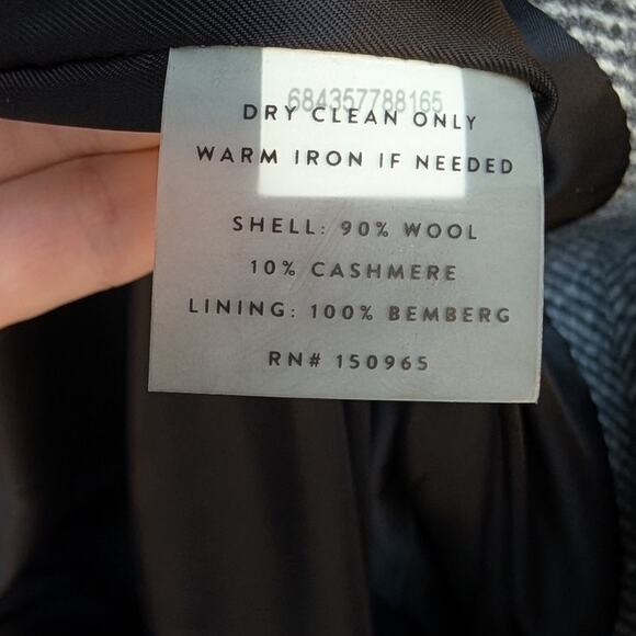 AYR Lunar Wool/Cashmere Tweed Wrap Belt Jacket In Light Grey Herringbone, size S - Picture 10 of 10